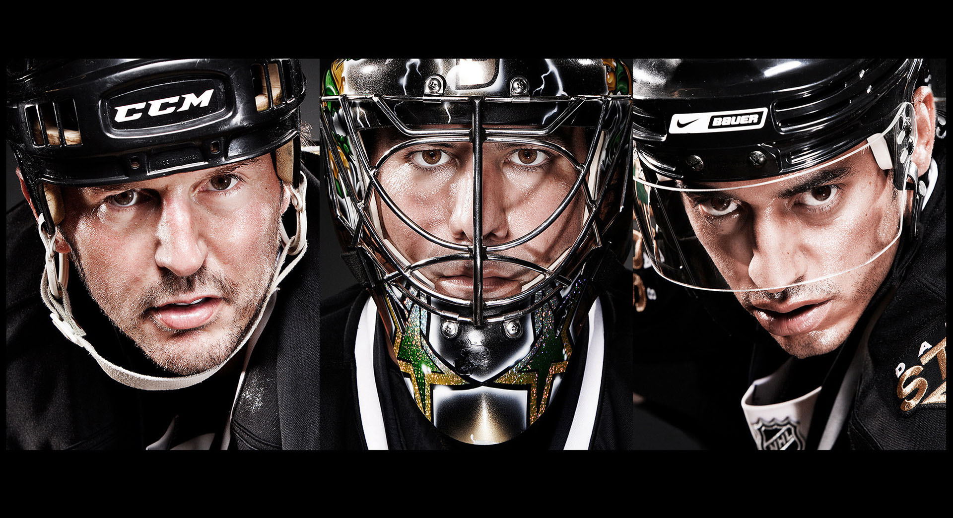 Dallas stars Mike Modano, Marty Turco, and Mike Ribeiro